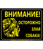 Табличка "Внимание, осторожно злая собака" вар.2