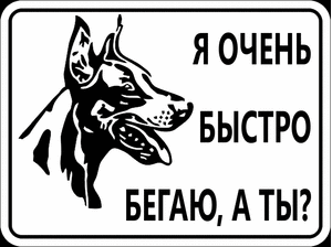 Табличка "Я очень быстро бегаю, а ты"